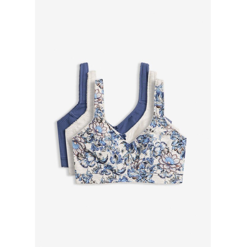 bonprix Podprsenka bez kostíc (3 ks), bio bavlna, farba biela 67232790