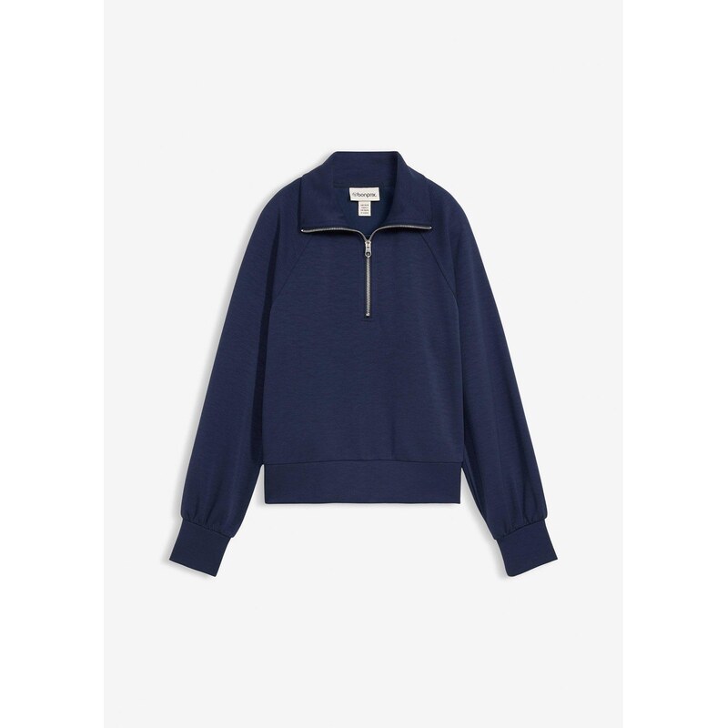 bonprix Mikina z mäkkého materiálu Scuba, farba modrá 67232806