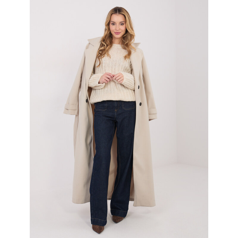 Italy Moda Svetrový pulóver v svetlobéžovej farbe 67233316