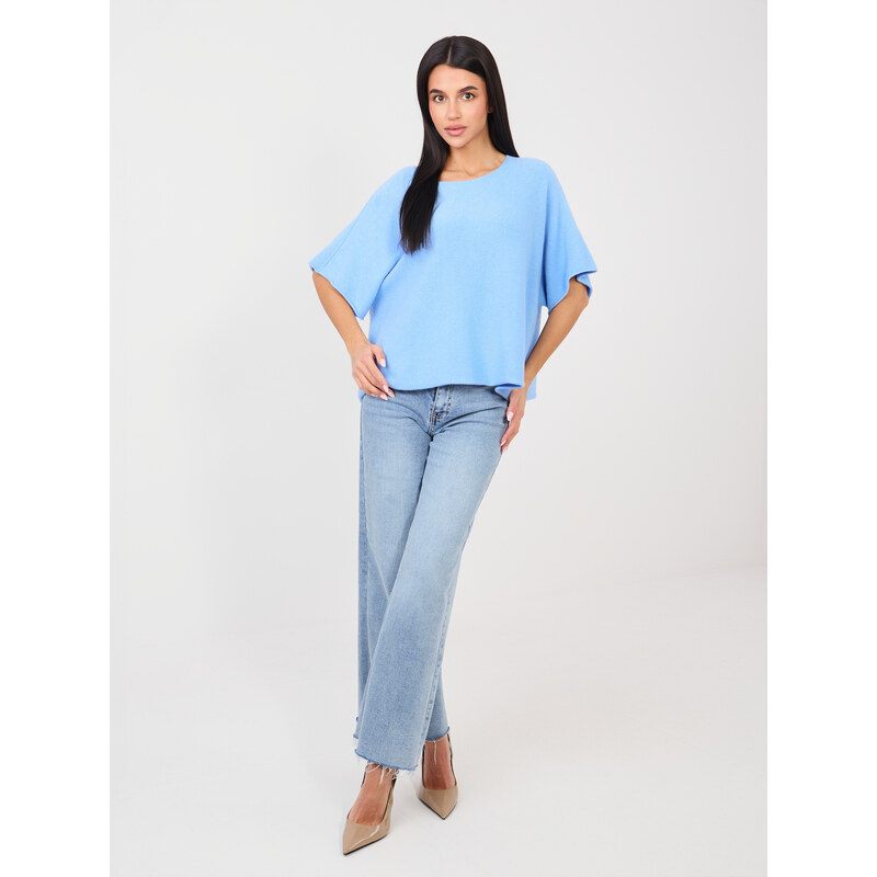 Italy Moda Svetlomodrý sveter s krátkymi rukávmi 67233341