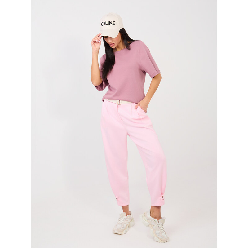 Italy Moda Ružové tepláky z jemného materiálu 67233339