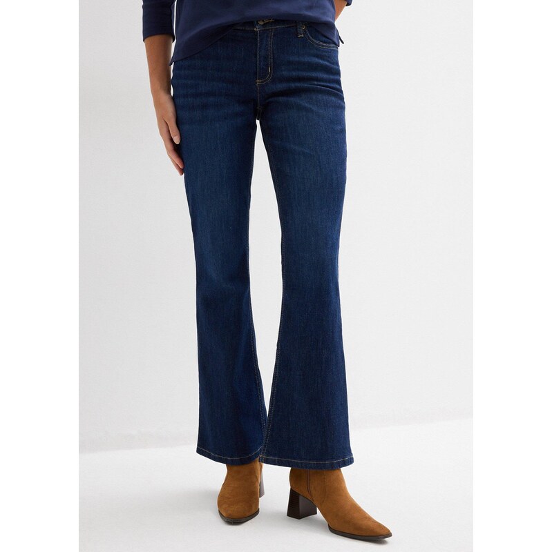 bonprix Zvonové džínsy, stredná výška pásu, farba modrá 67232560