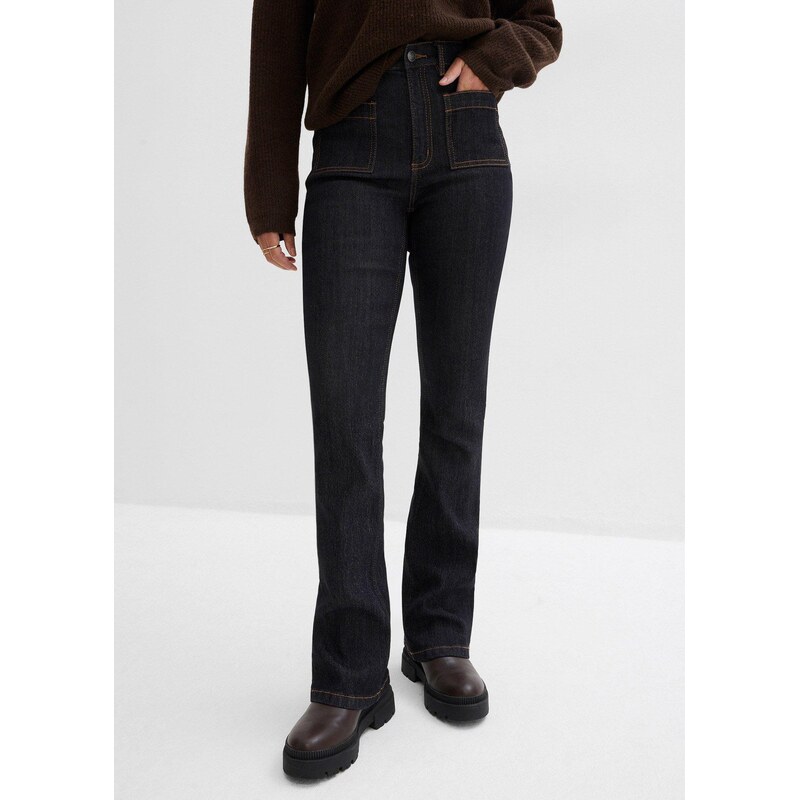bonprix Džínsy Bootcut, vysoký pohodlný pás, farba čierna 67232580