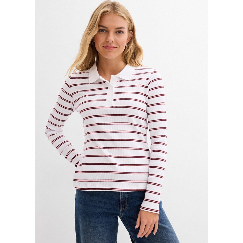 bonprix Polo tričko, vrúbkované, farba biela 67232634