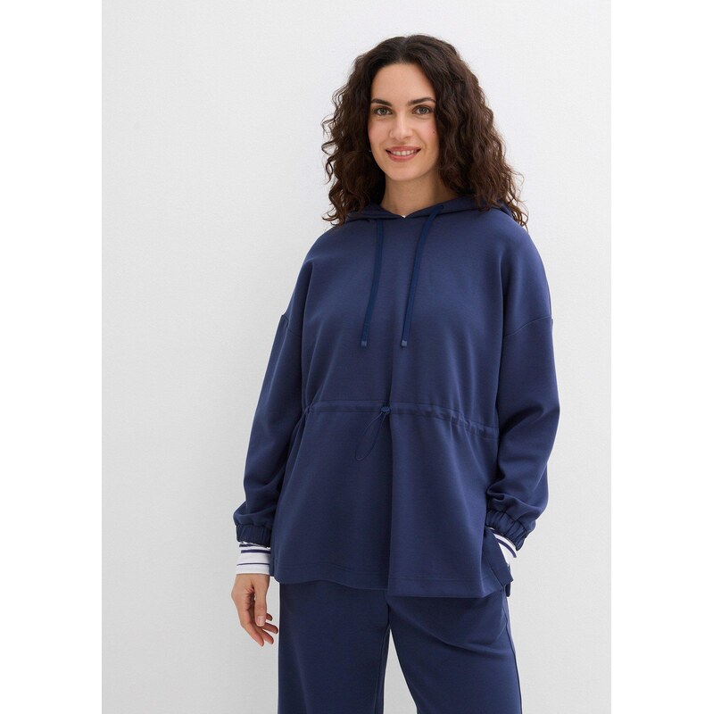 bonprix Dlhá mikina z mäkkého Scuba materiálu, farba modrá 67232643