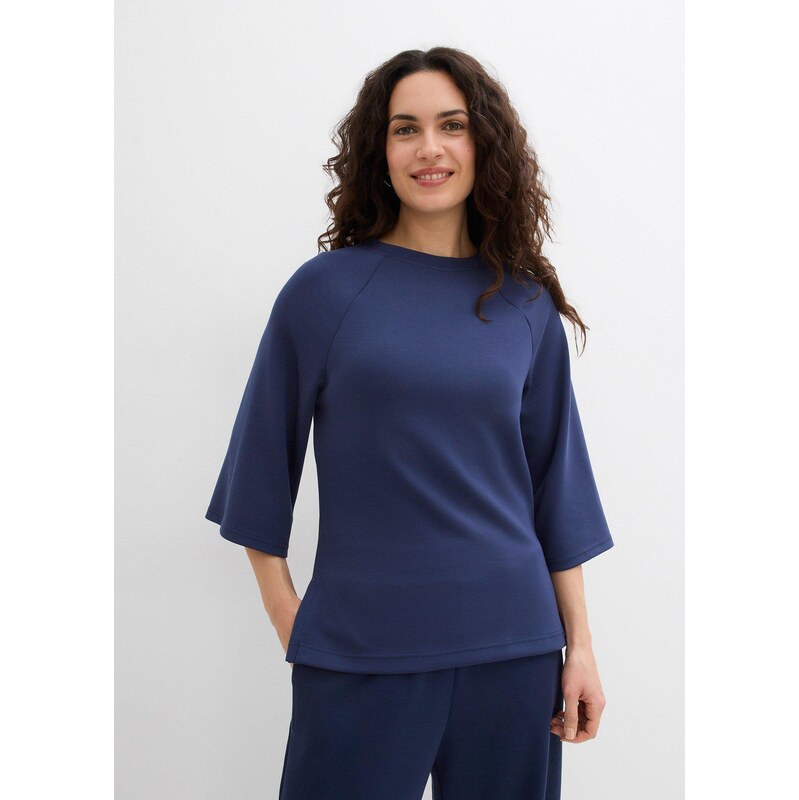 bonprix Tričko boxy zo scuba materiálu, farba modrá 67232646