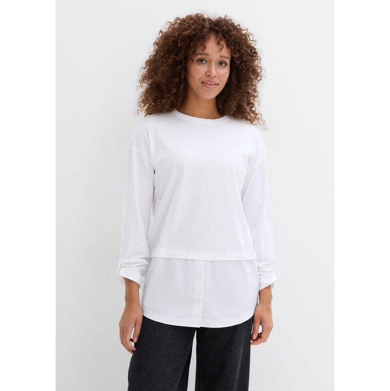 bonprix Tričko s blúzkovými prvkami, farba biela 67232650