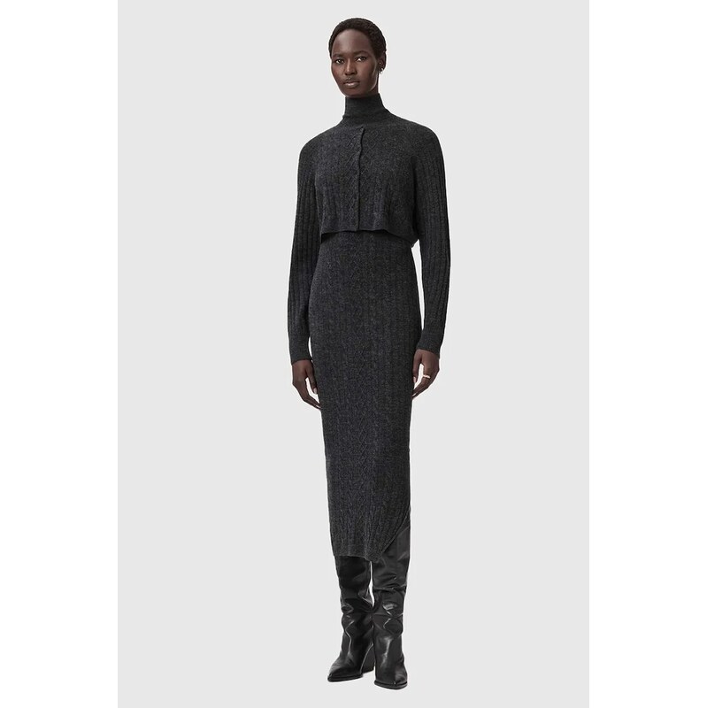 Šaty a kardigan s prímesou vlny AllSaints 67156034