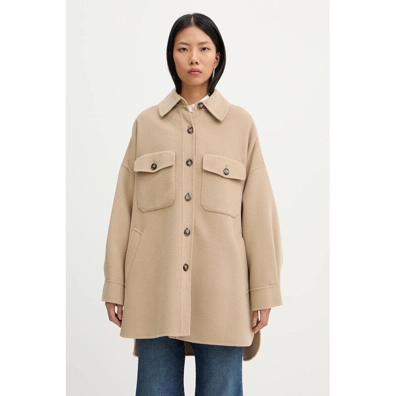 Košeľová bunda s prímesou vlny Weekend Max Mara LASER 67096617