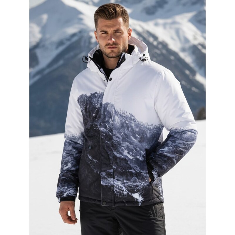 Dstreet Jedinečná bielo-modrá zimná bunda s potlačou 67243297