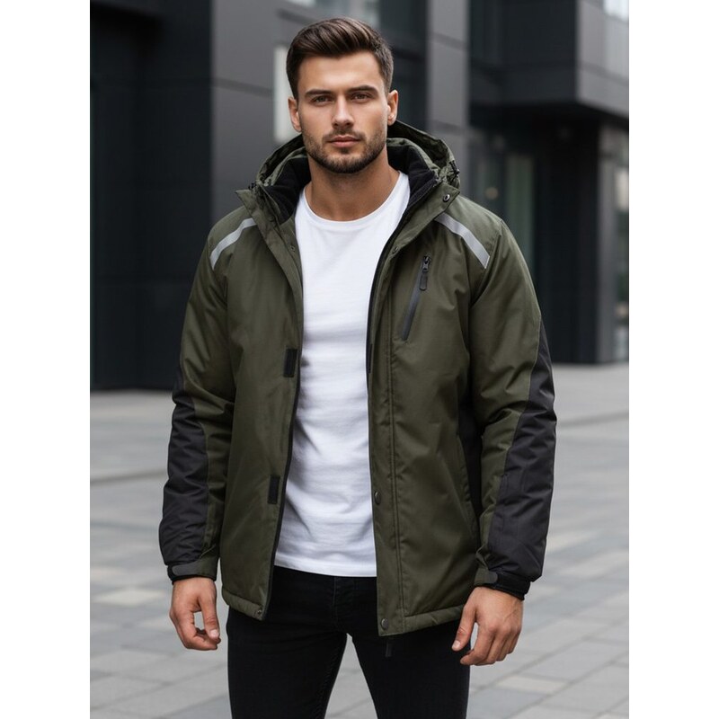 Dstreet Zimná zelená bunda s reflexnými prvkami 67243300