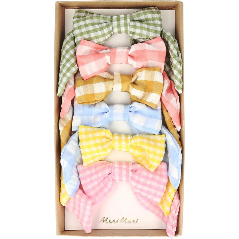 Meri Meri Sponky do vlasov Gingham Bows – sada 6 ks 67246178