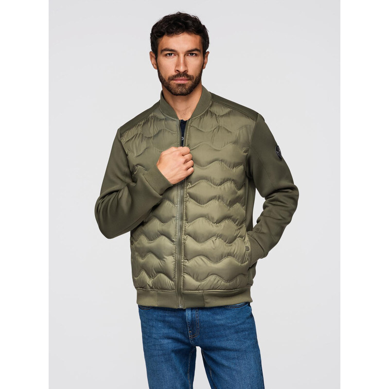 Ombre Mens quilted bomber jacket - dark olive green 57761053