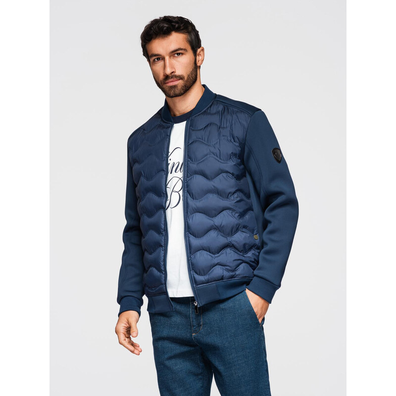 Ombre Mens quilted bomber jacket - navy blue 57761037