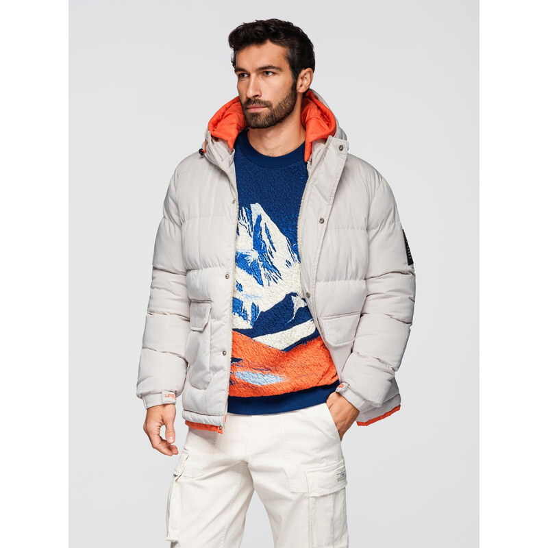 Ombre Mens sports warm jacket with double hood - ash 64783067