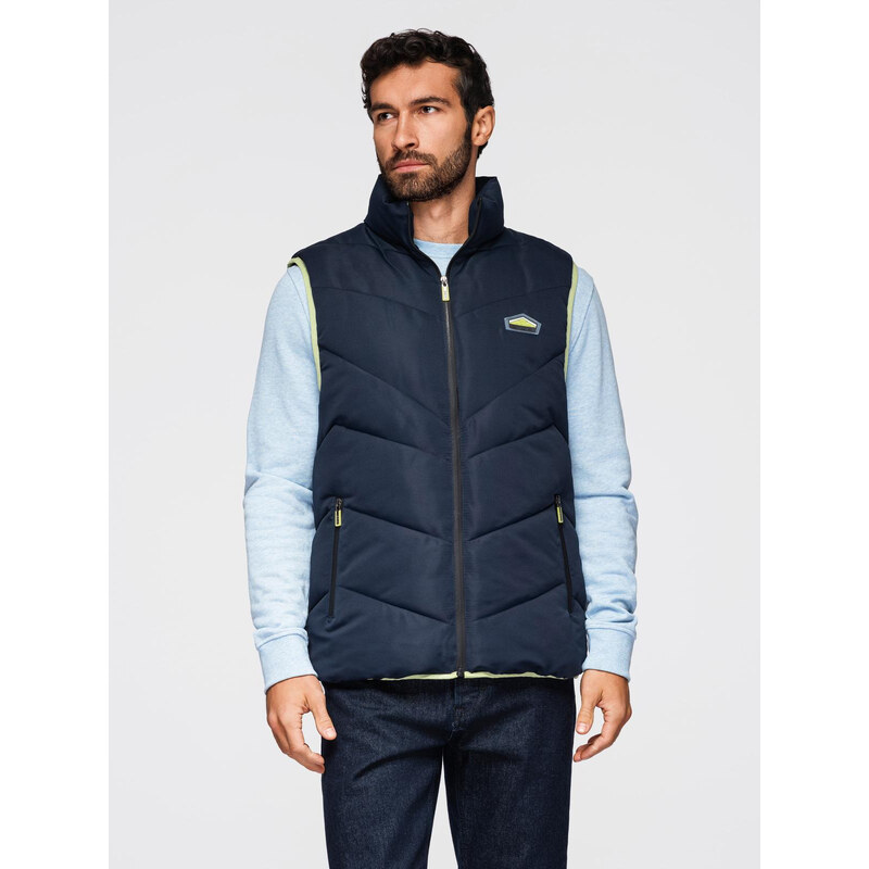 Ombre Mens quilted sleeveless jacket with neon accents - navy blue 64783065