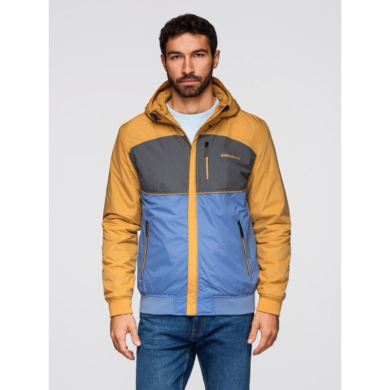 Ombre Lightweight colorful mens sports jacket with fleece - blue 64788543