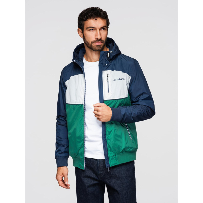 Ombre Lightweight colorful mens sports jacket with fleece - green and 64788544