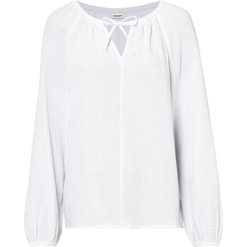 bonprix Mušelínová blúzka z bavlny, farba biela 44916303