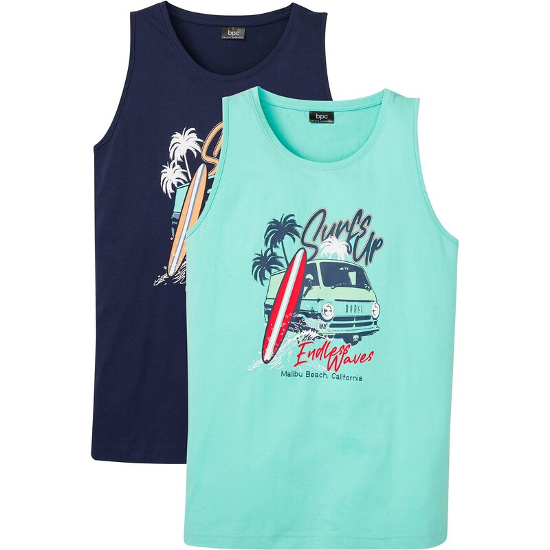 bonprix Tielko z čistej bio bavlny (2 ks), farba modrá 44817982