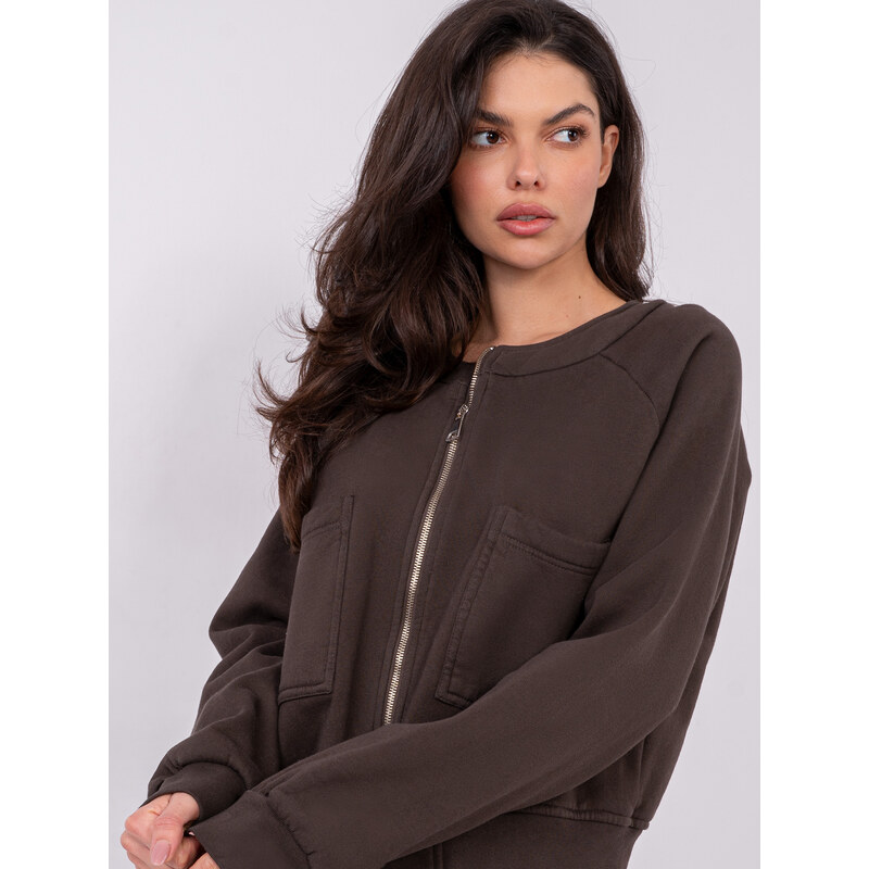 Factory Price Dámska mikina bez kapucne, tmavohnedá 67248050