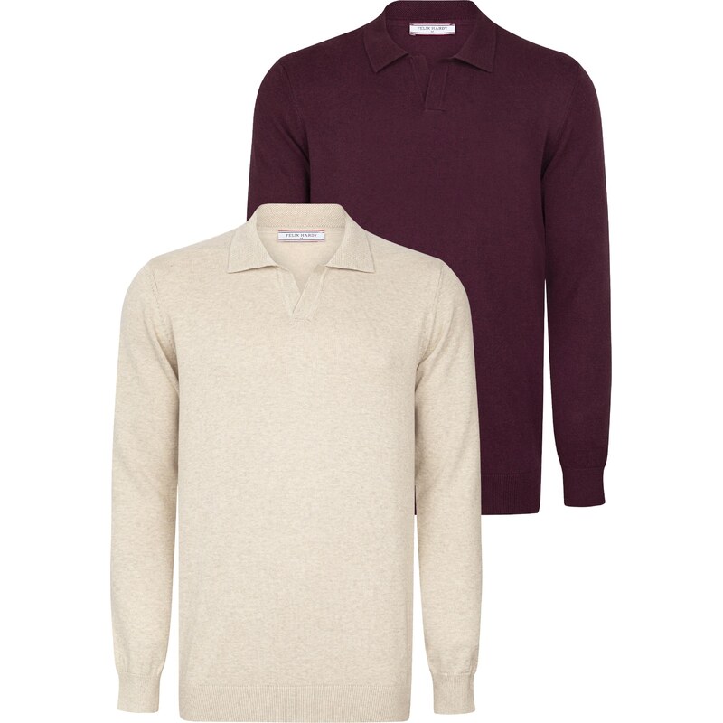Felix Hardy Sveter béžová / vínovo červená 67251193