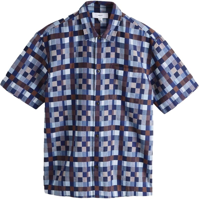 Next Košeľa indigo / svetlomodrá / hnedá 67252557