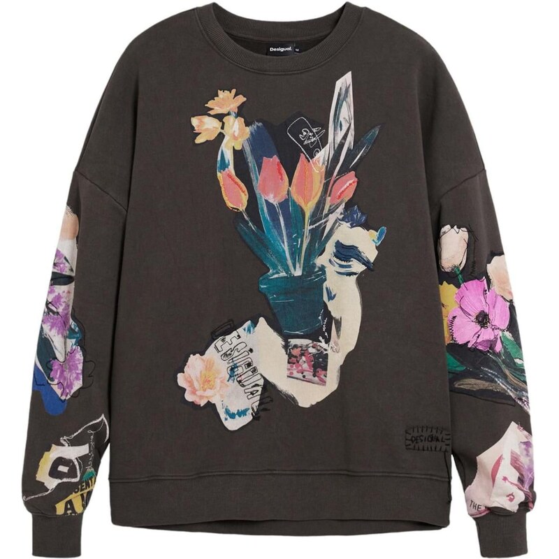 Desigual Mikina tmavozelená / oranžová / červená / čierna 67252581