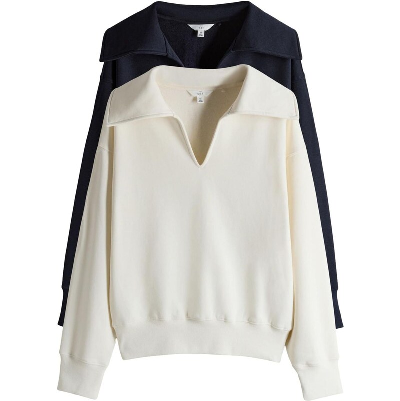 The Set Mikina námornícka modrá / šedobiela 67253122