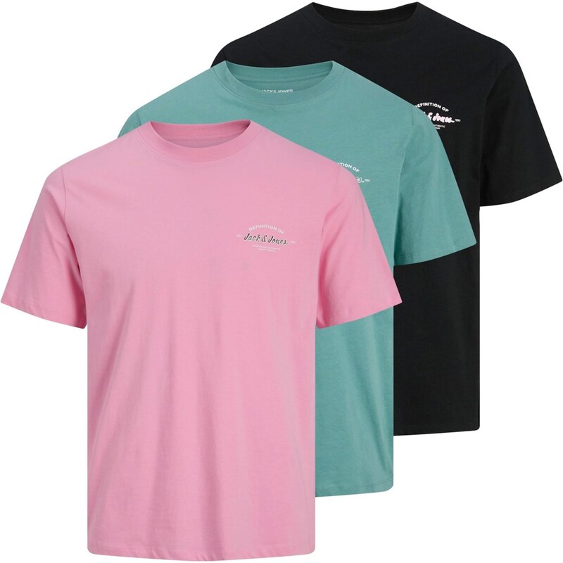 JACK & JONES Tričko JJBRANDON námornícka modrá / enciánová / ružová 67253215