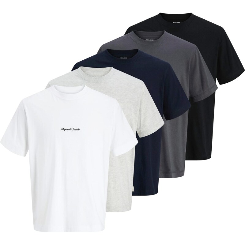 JACK & JONES Tričko JORNORREBRO námornícka modrá / sivá / sivá 67253209