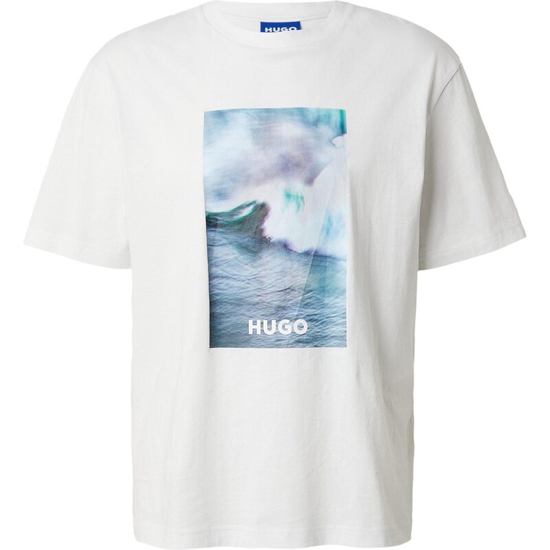 HUGO Tričko Nalotrix azúrová / pastelovo modrá / modrofialová / biela 67253501