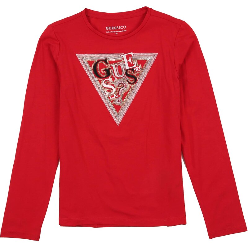 GUESS Tričko červená / čierna / strieborná / biela 67253639