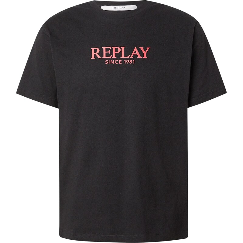 REPLAY Tričko pastelovo červená / čierna 67253658