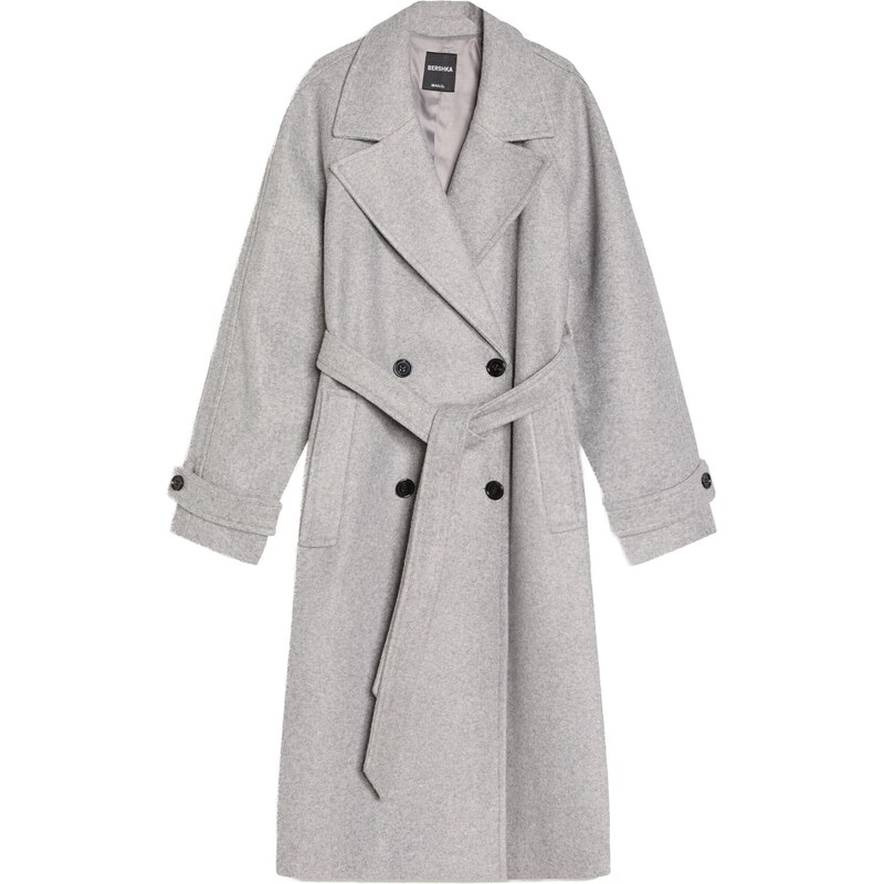 Bershka Prechodný kabát sivá melírovaná 67253254