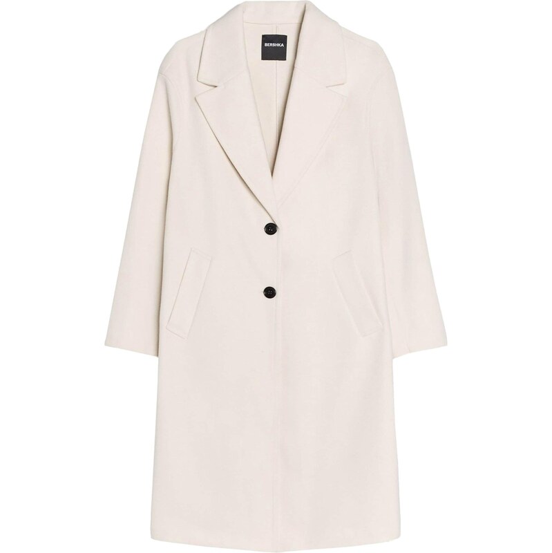 Bershka Prechodný kabát prírodná biela 67253407