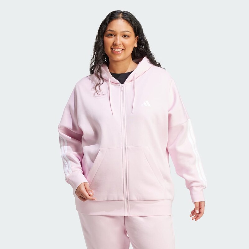 Adidas Flísová mikina skapucňou Essentials s3prúžkami (plus size) 67257673