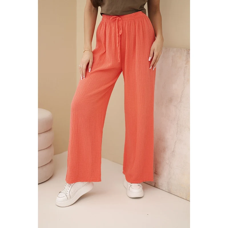 Kesi Włoski mušelínové nohavice s širokými nohavicami 67265146