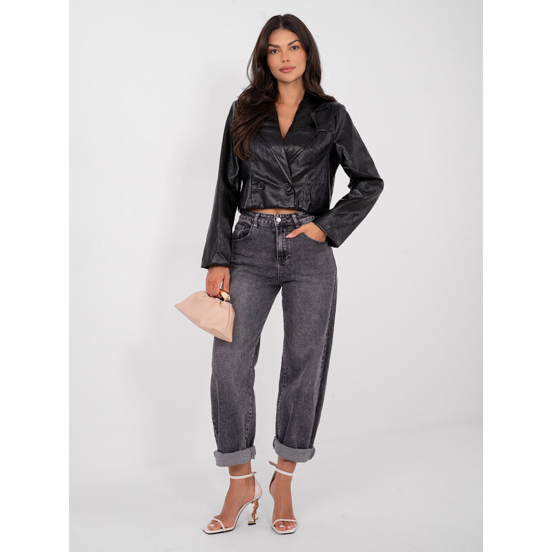 RUE PARIS Čierna kožená bunda 67265165