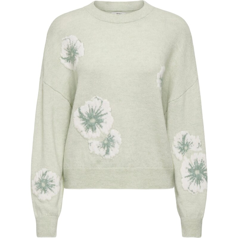 JDY Sveter JDYFloris smaragdová / pastelovo zelená / šedobiela 67266892