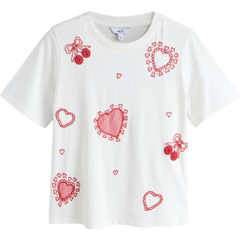 Next Tričko čerešňová / biela 67267145