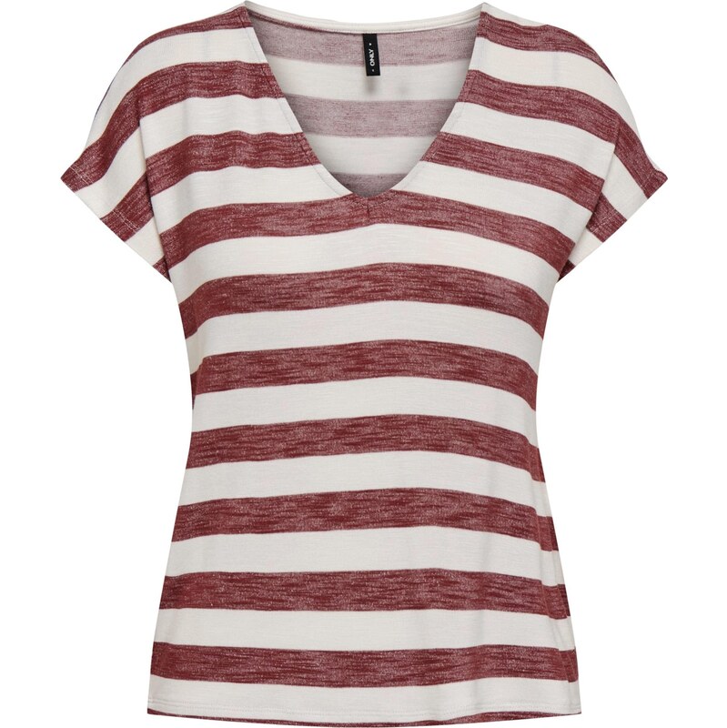 ONLY Tričko karmínovo červená / šedobiela 67267223