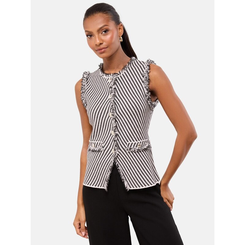 Lipsy Pletená vesta čierna / biela 67267257