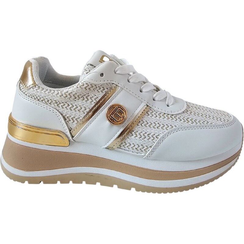 Biele tenisky na platforme Laura Biagiotti Calf White 67272786