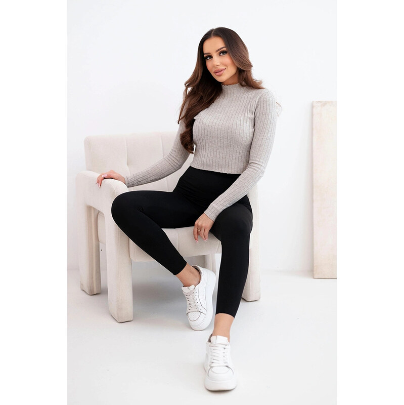 K-Fashion Dámske legíny s vysokým pásom a elastickým pásom čierne 67273293