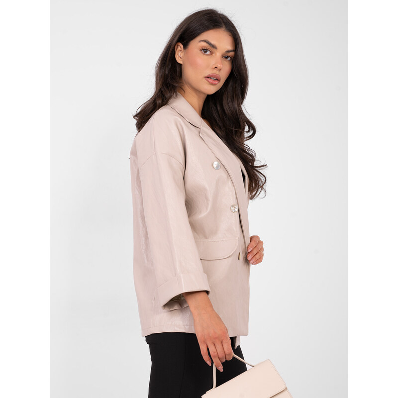 RUE PARIS Béžové sako s trojštvrťovými rukávmi 67274156