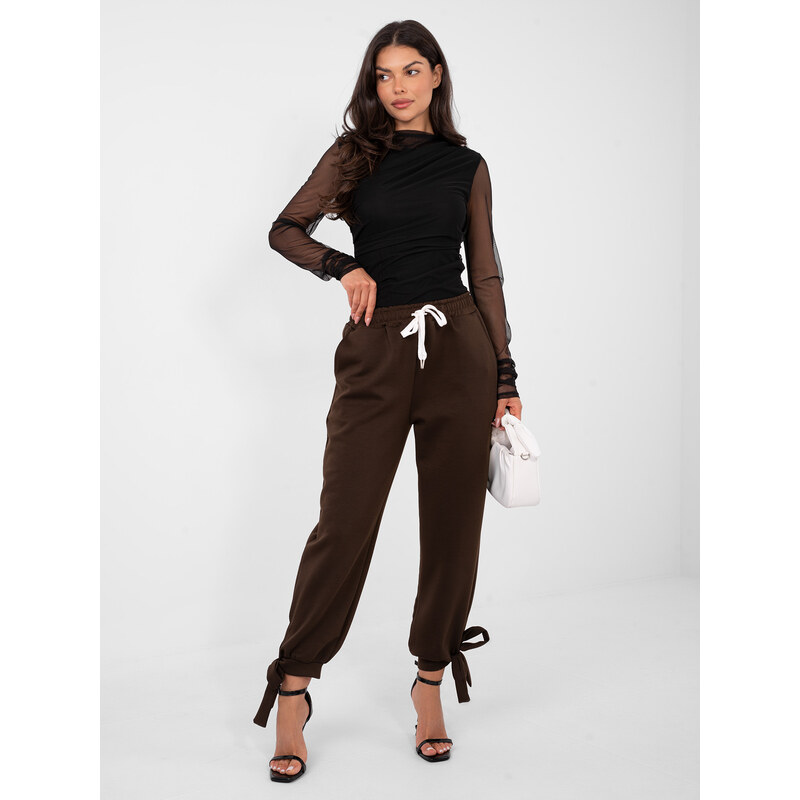 Factory Price Tmavohnedé tepláky s viazaním 67274171