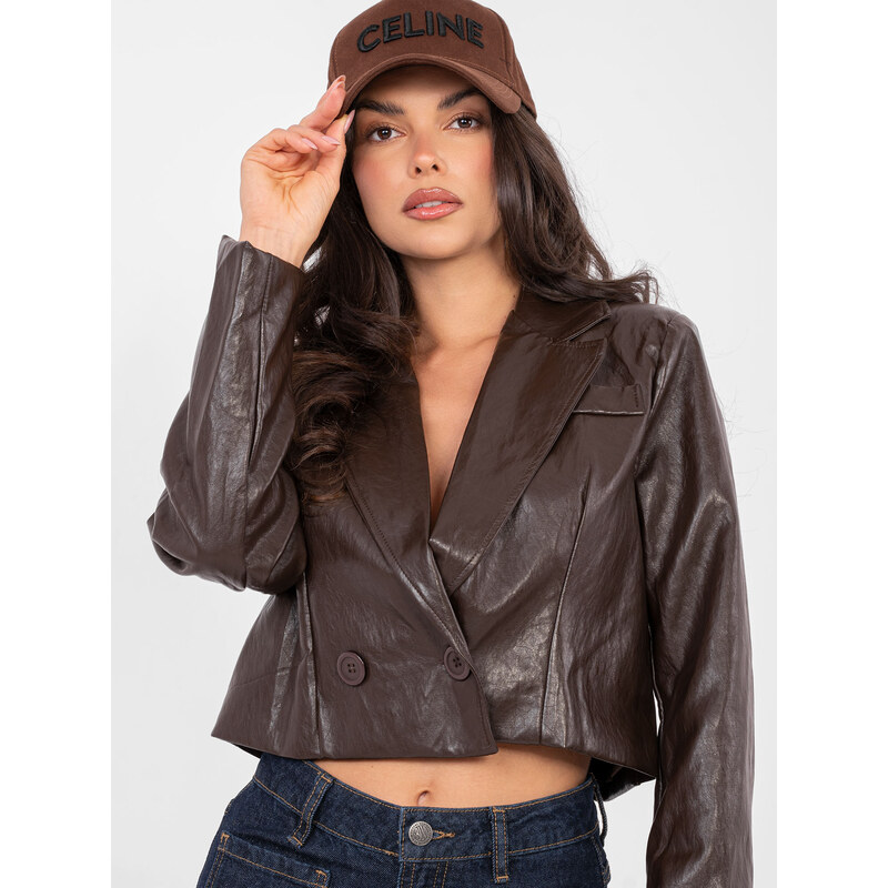 RUE PARIS Dámska kožená bunda, tmavohnedá 67274175