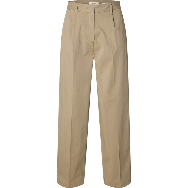 SELECTED Plisované nohavice SLFBARREL MILLE sivobéžová 67277116