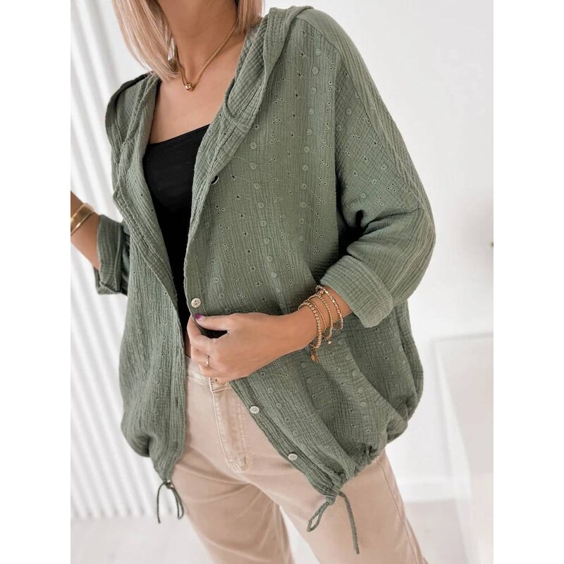 Fashionweek Dámska bavlnená košeľa s kapucňou – voľný strih UB-BAYONNE 67275682